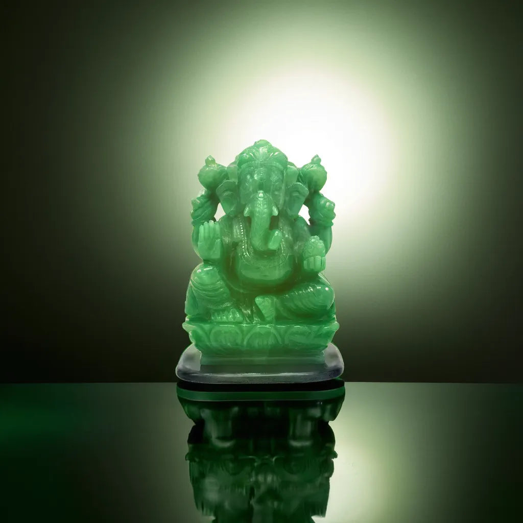 green aventurine ganesha figurine