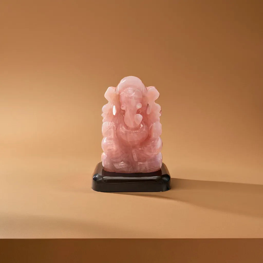 rose quartz ganesha statue