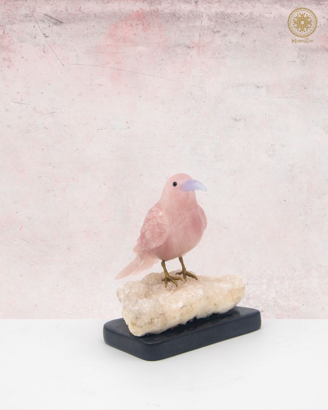 Rose Quartz Sparrow Figurine | Beautiful Bird Decor for Home & Office