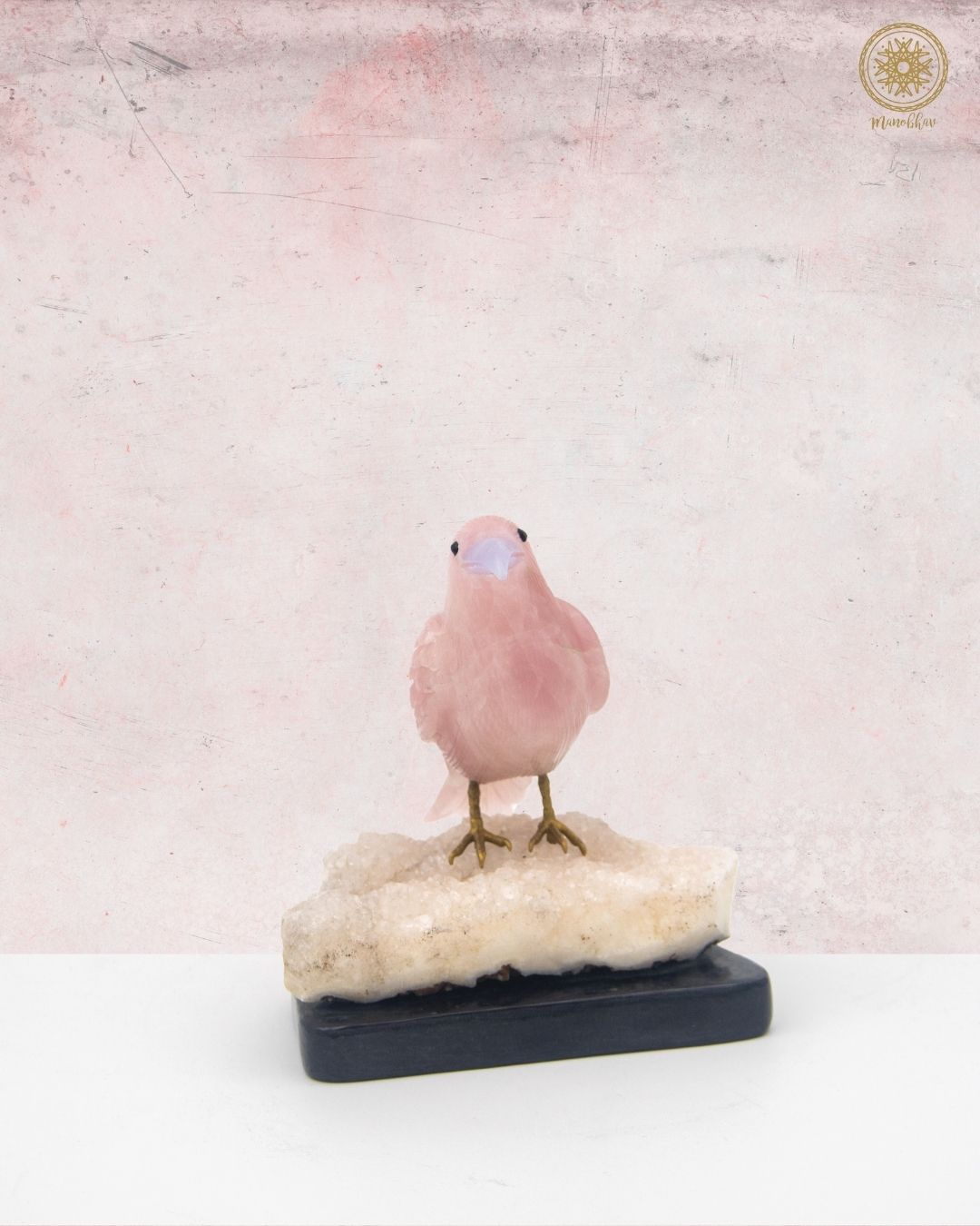 Rose Quartz Sparrow Figurine | Beautiful Bird Decor for Home & Office