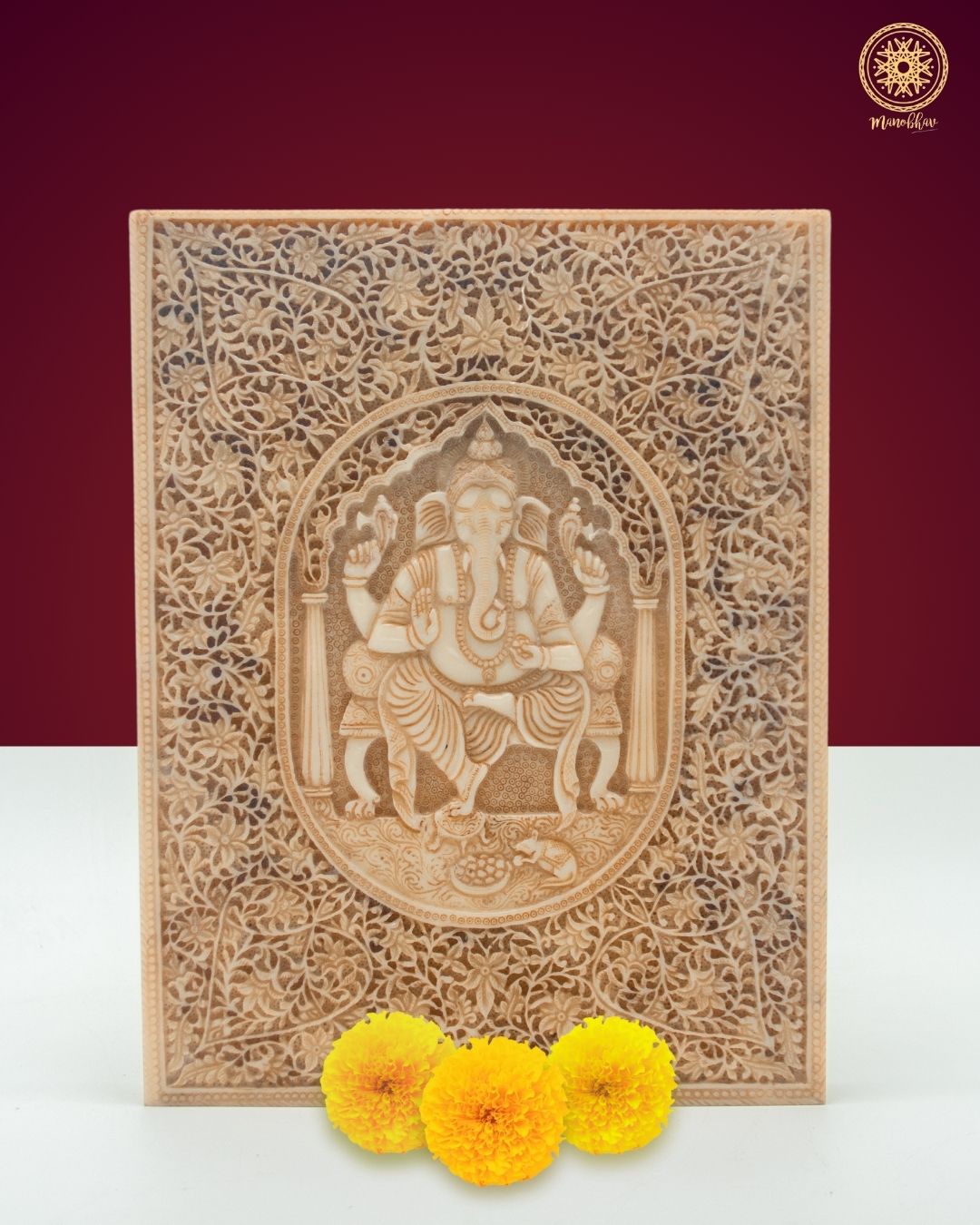 Hand-Carved Lord Ganesha Wall Decor  | Hindu God Sculpture | Ganesha Wall Art