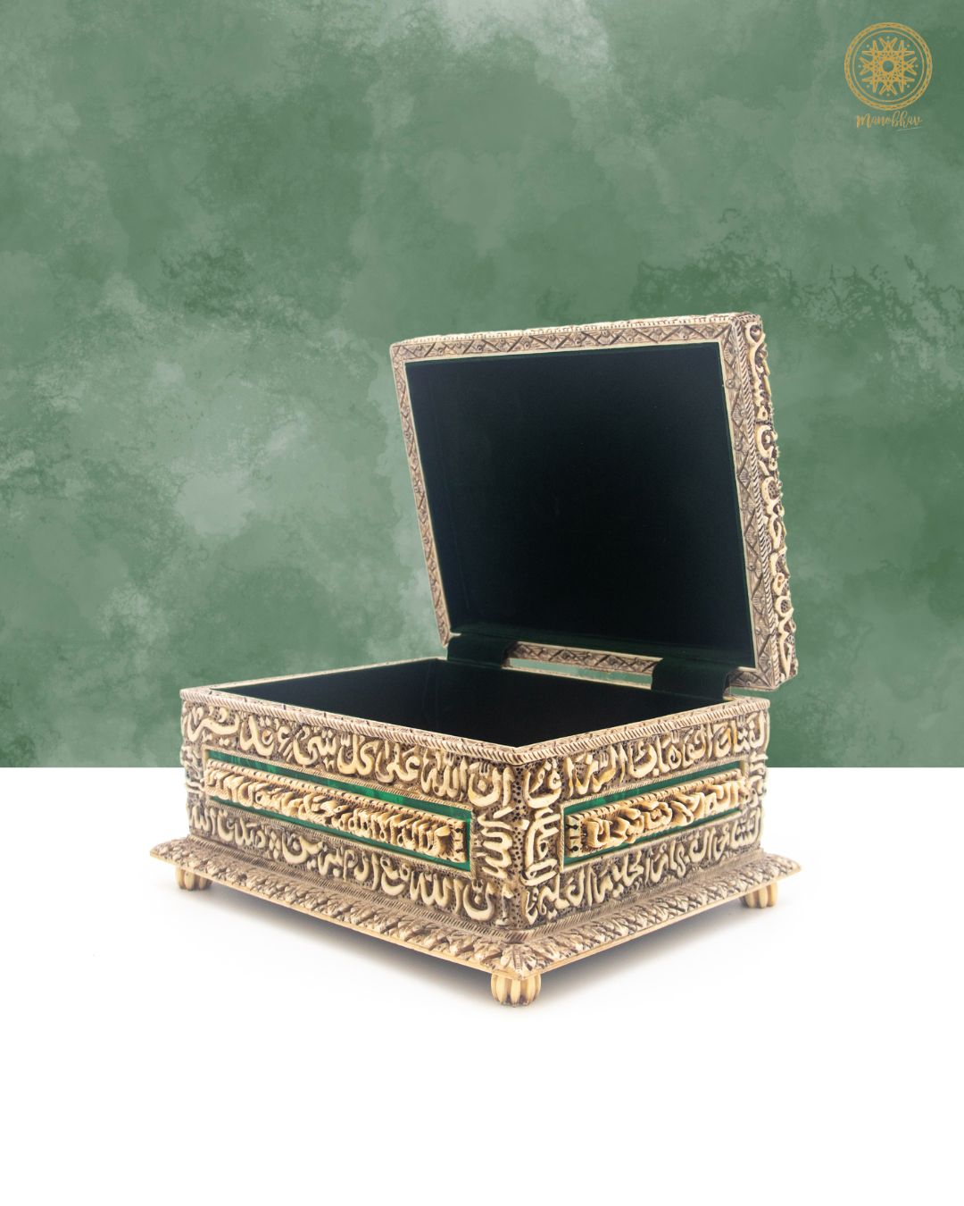 Unique Hand Carved Jewelry Organizer  Box with Arabic Calligraphy