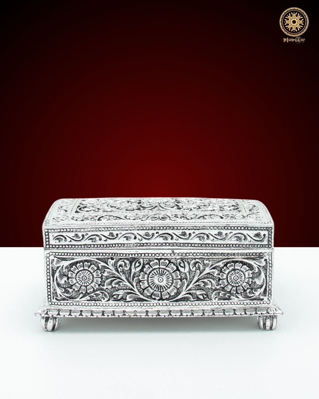 Artisan Crafted Silver Plated Jewelry Case | Floral Jewelry Storage Box