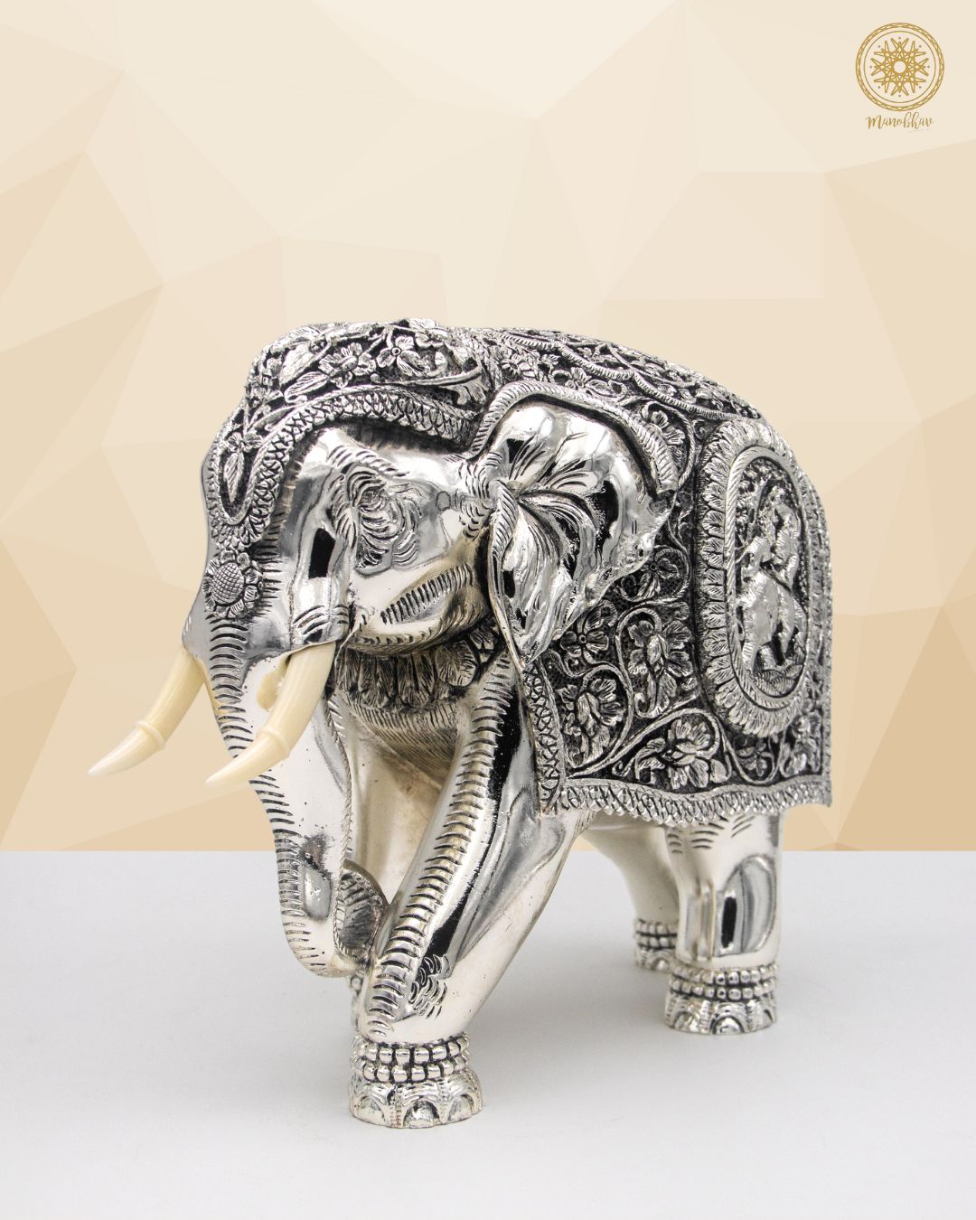 Unique Silver Plated Elephant Figurine |  Ideal for Home Decor, Table Decor and Gifting