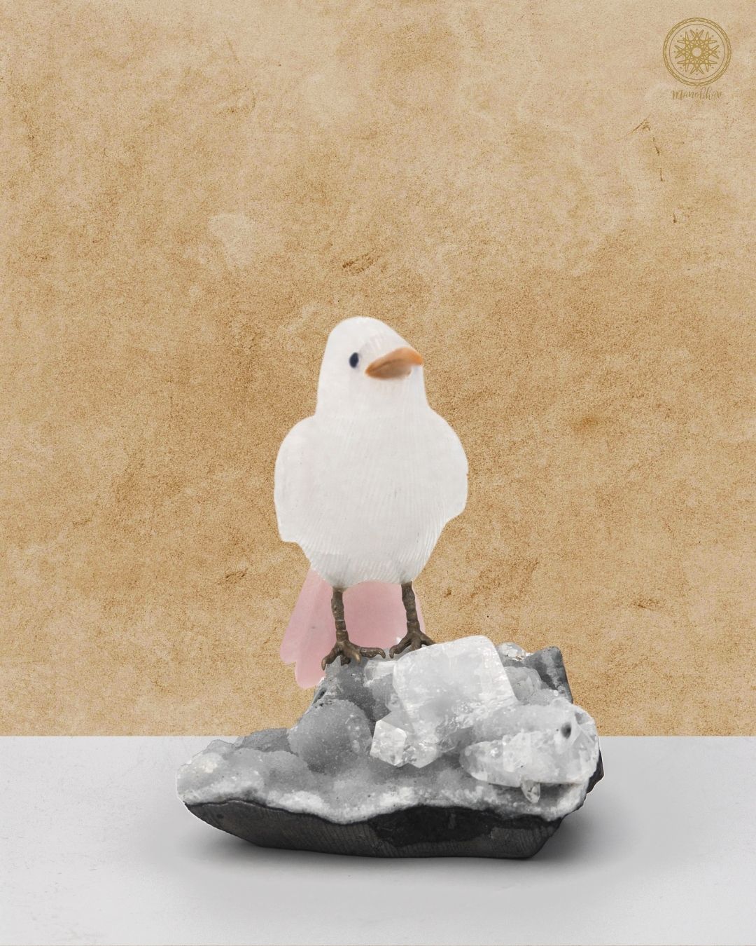 Hand-Carved White Quartz Bird Figurine | Luxury Home Decor Piece