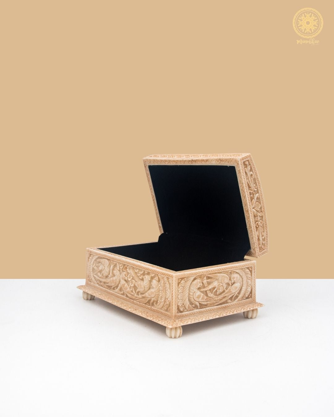 Hand-Carved Jewelry Organizer Box | Decorative Jewelry Storage Trinket Box