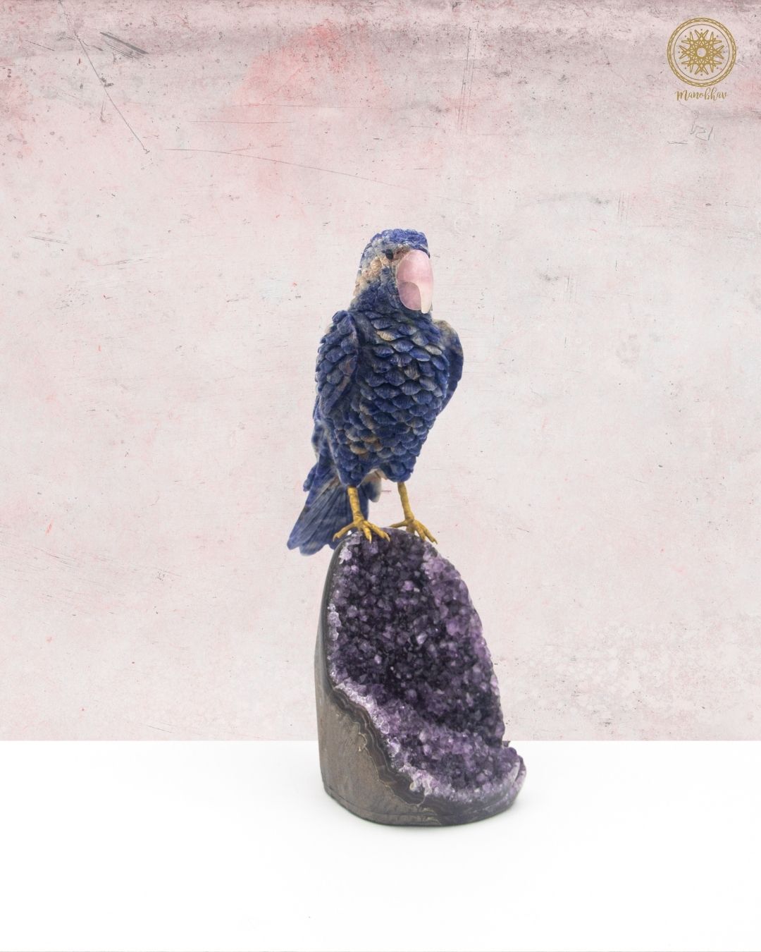 Natural Sodalite Parrot Figurine | Crystal Bird Showpiece for Home Decor