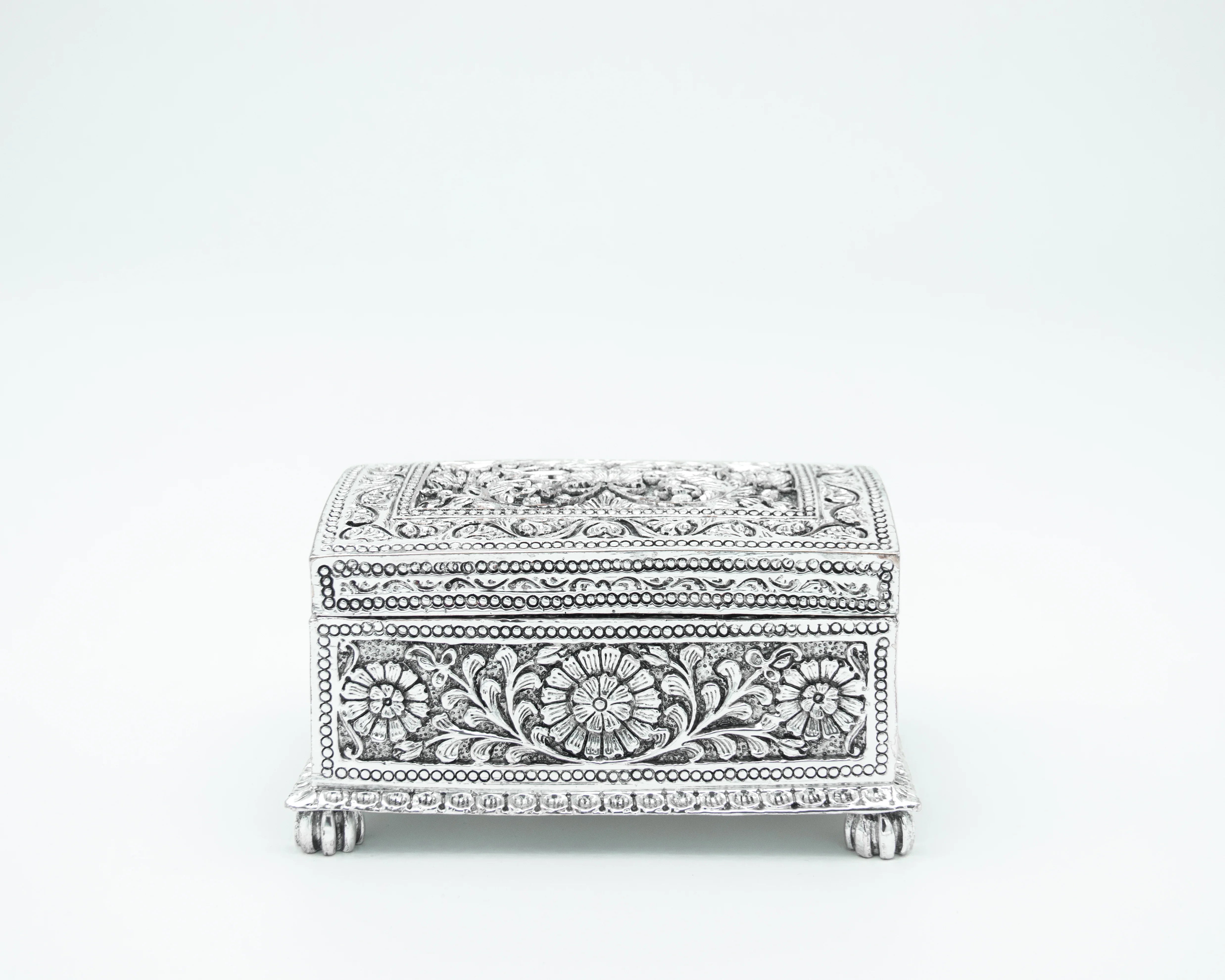 Luxurious Silver Plated Jewelry Box | Artisan Crafted Resin Box