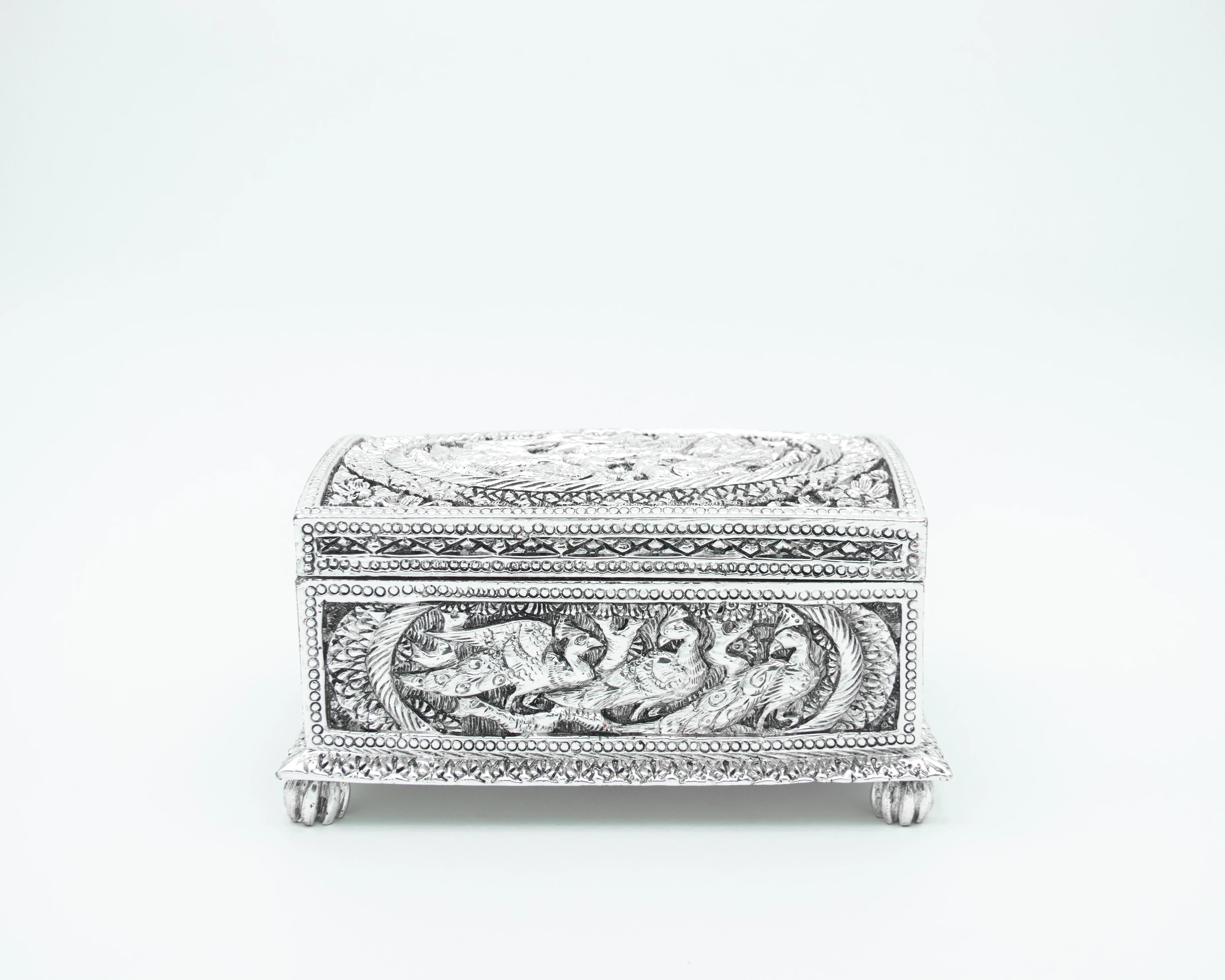 Premium Silver Plated Jewelry Organizer Box | Handcrafted Resin Box