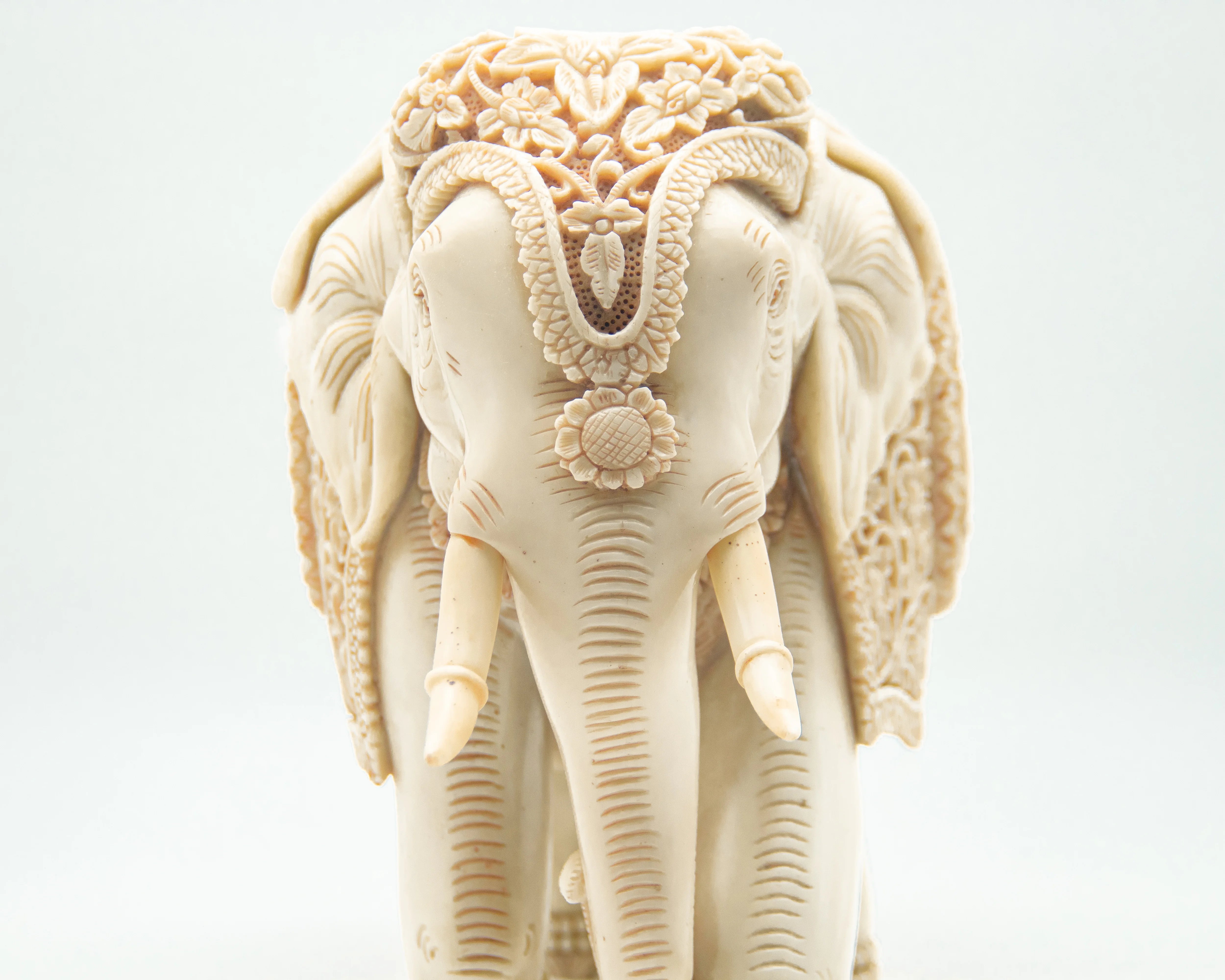 Hand Carved Resin Elephant Statue | Animal Art Figurine for Gift