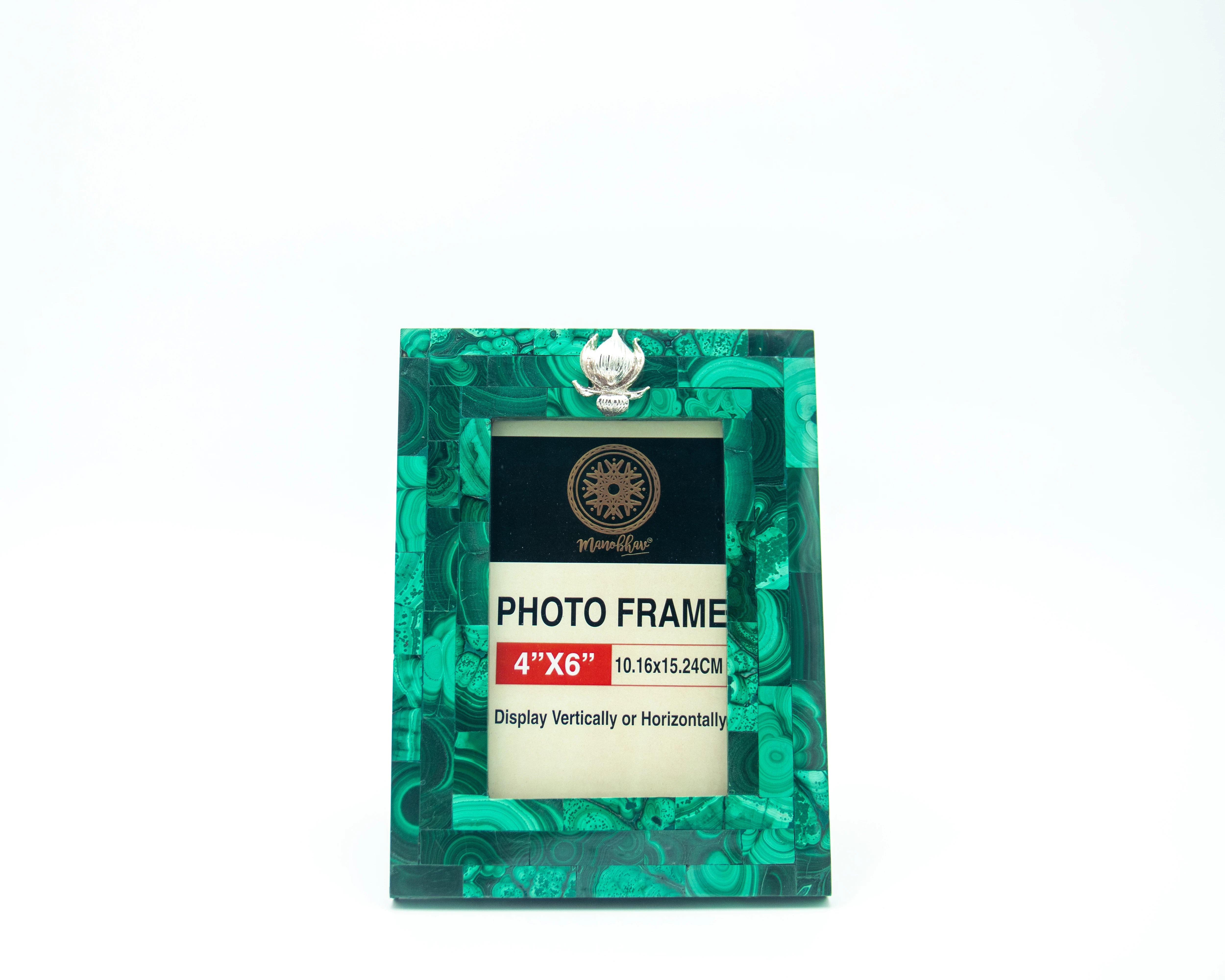 Natural-Malachite-Photo-Frame-Embellished-with-Silver-Lotus
